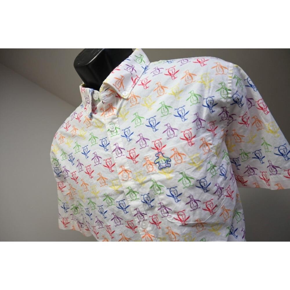 Penguin MunsingWear Button Up Shirt Stretch Short Sleeve Graphic Mens Sz Large